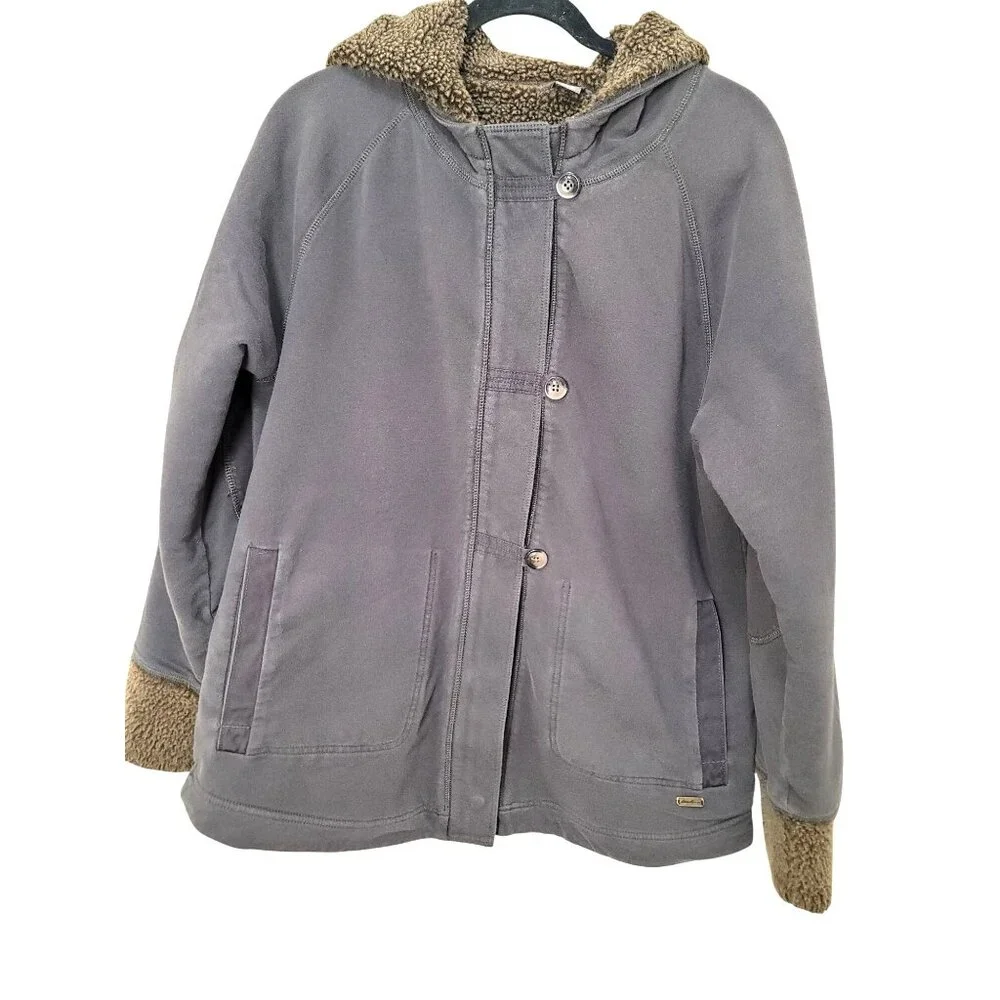 Eddie‎ Bauer Women's Hooded Fleece-Lined Jacket Pocket Elbow patch